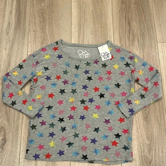 Chaser Gray Star Print Long Sleeve Pullover, NWT Size S Small - Picture 1 of 6